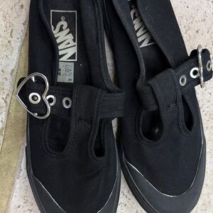 Vans mary Jane Women's Black Flats with Heart Buckle